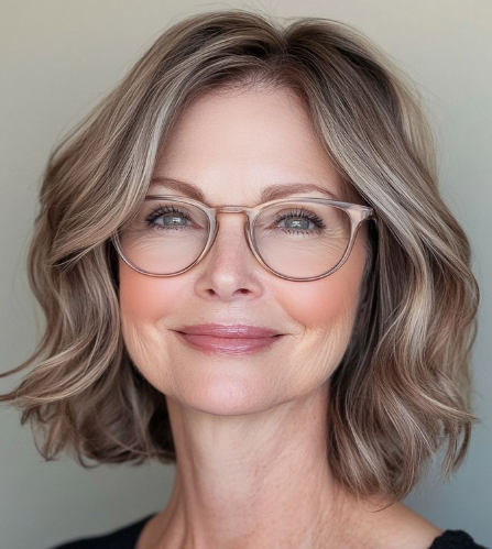 Coiffure femme 70 ans avec lunettes