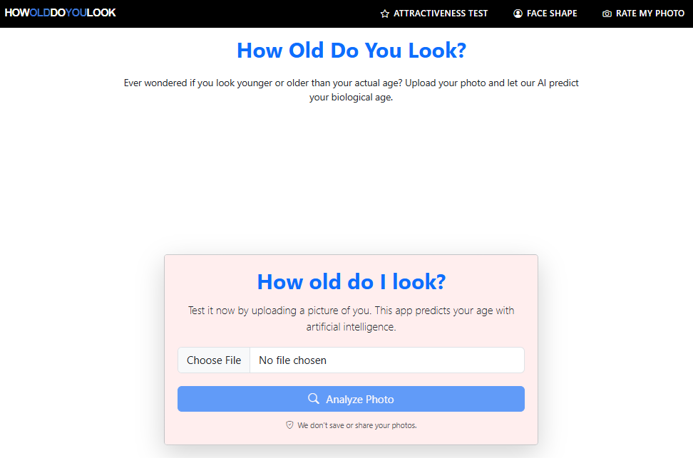 How old do you look like : estimation age photo en ligne
