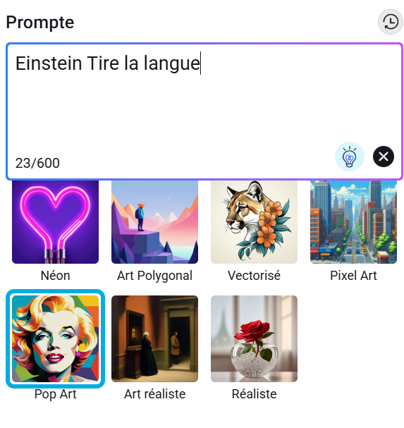 Ecrire prompt pour Pop Art