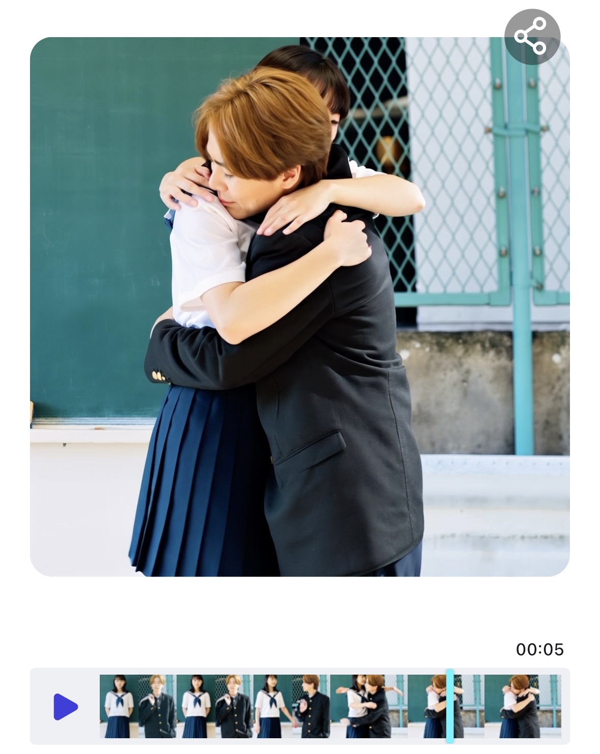 異なる写真の人物をハグさせた様子