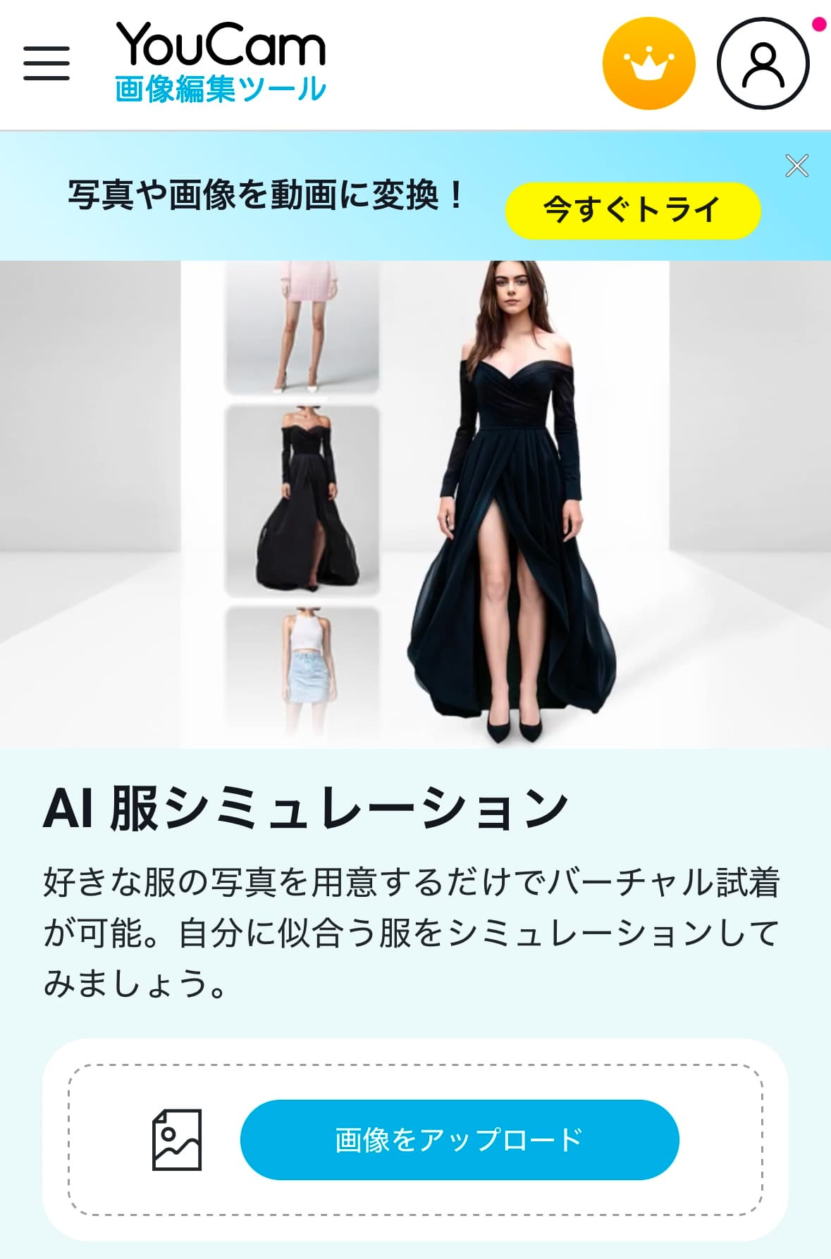 AI服試着機能の画面