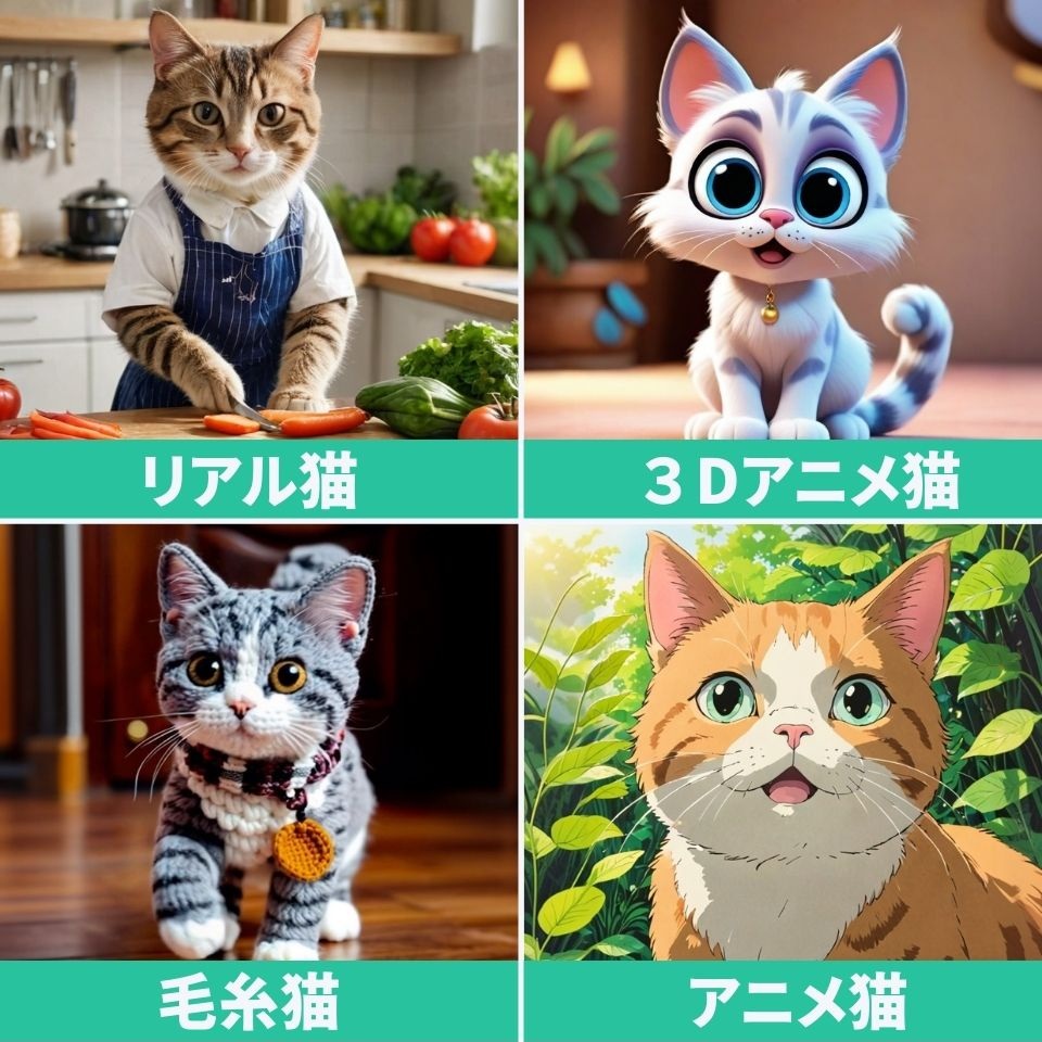 AI猫　比較画像