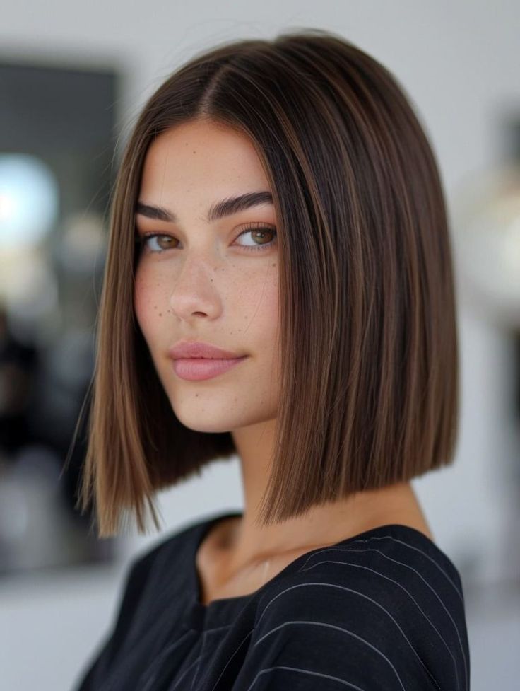 Coupe ideale pour visage ovale femme : lob droit