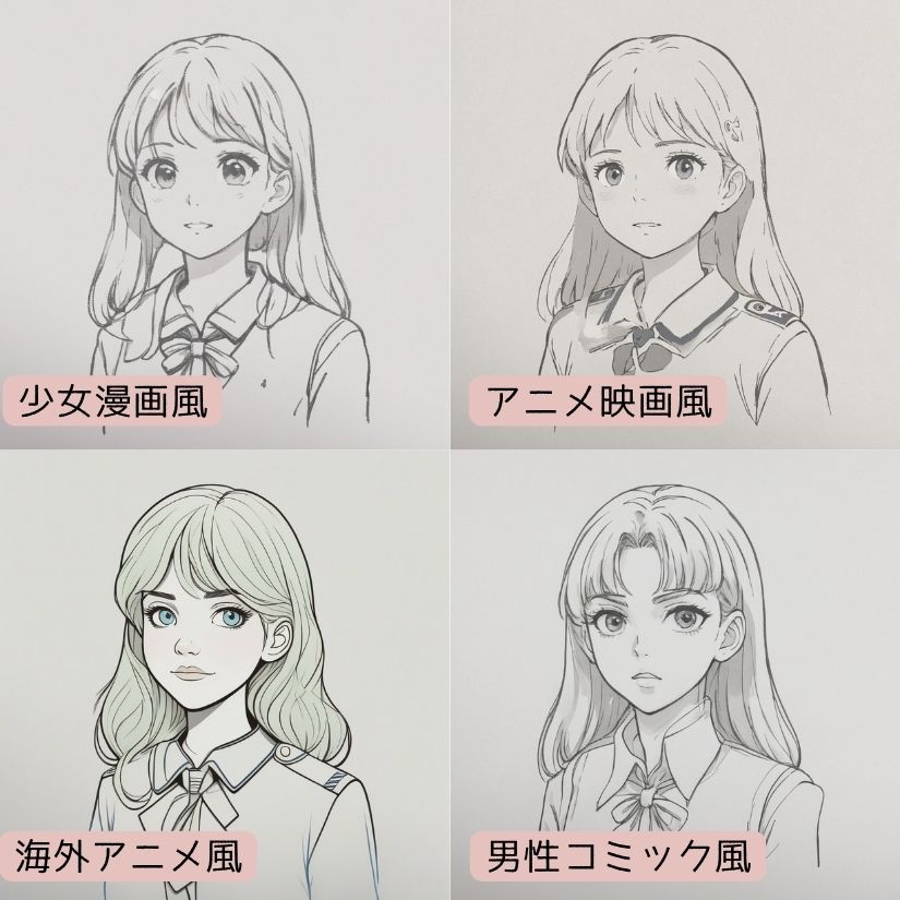 豊富なスタイルのイラストに修正