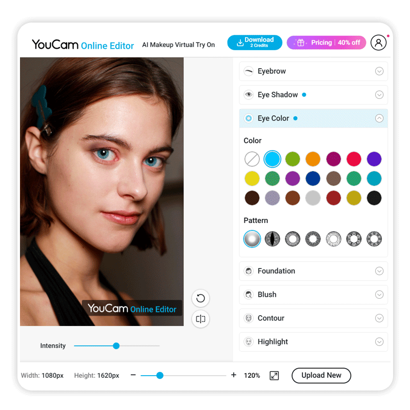 Changer la couleur des yeux en ligne