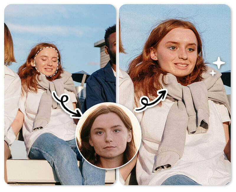 Ouvrir yeux fermés sur photo