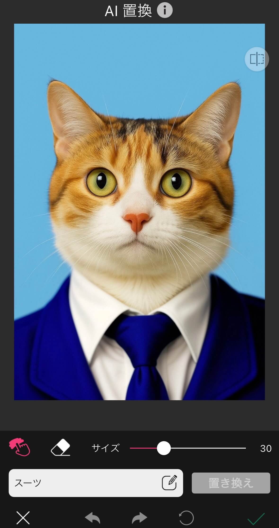 ChatGPTのパスポート写真に服を着せた様子