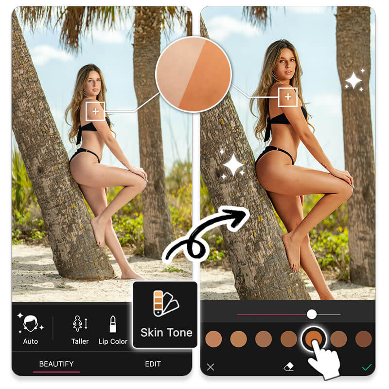 Filtre bronzée sur plage