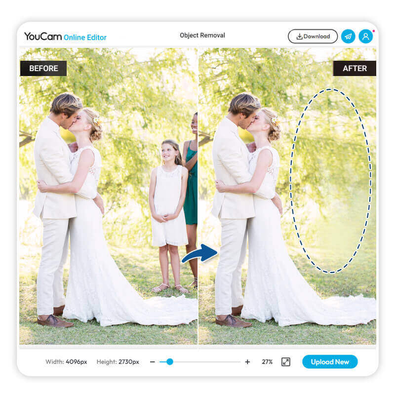 Retouche photo de mariage avec intelligence artificielle : YouCam Enhance
