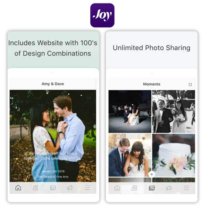 Appli partage photo mariage :  Joy