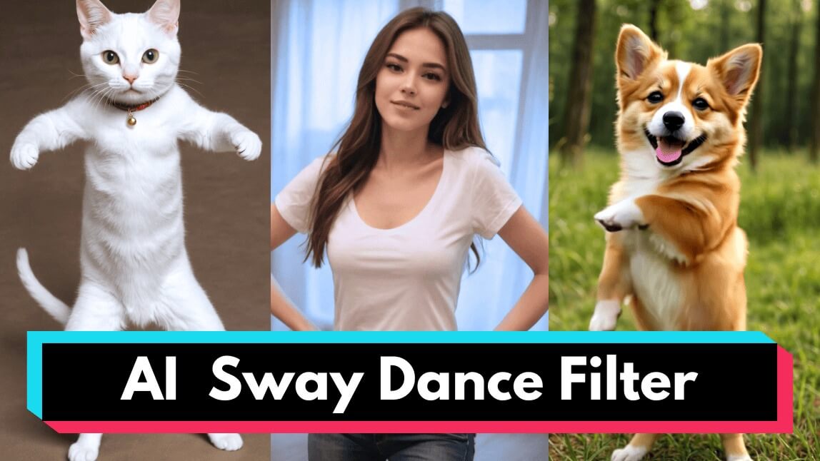 AI Sway Dance Filter: animierte Katze, Frau und Hund tanzen mit dem viralen Filter mit YouCam Video