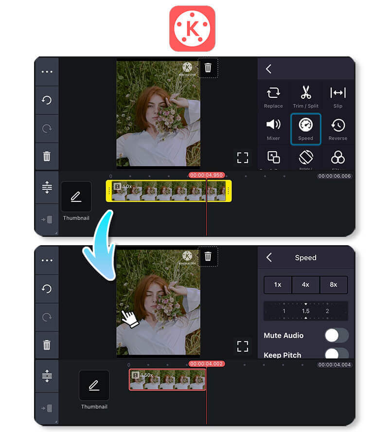 KineMaster mobile video editor - professional speed control app