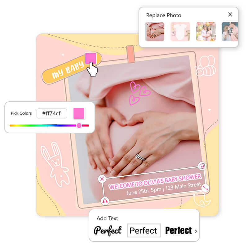 Modifier les modèles de baby shower