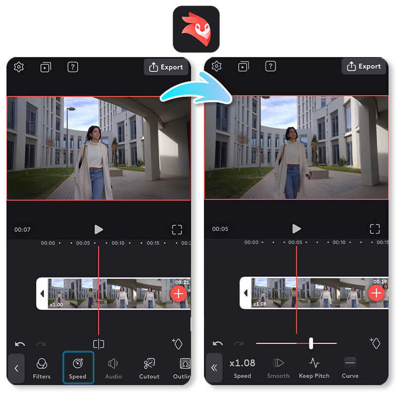 Videoleap video editor - creative video speed options