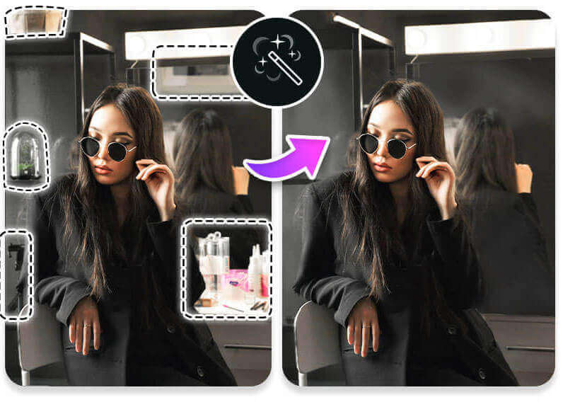Como remover bagunça e objetos de distração de uma foto com YouCam Perfect
