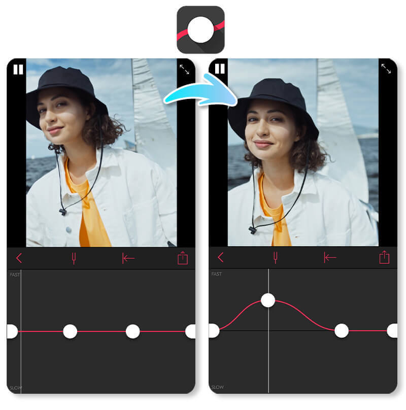 Slow Fast Slow app interface - control video speed with audio pitch lock