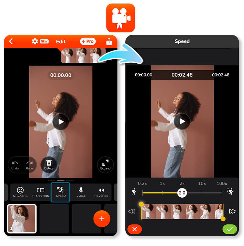 Videoshop video editor app - fast and slow motion video effects