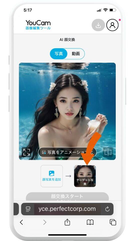 STEP2: 人魚の画像をアップロード