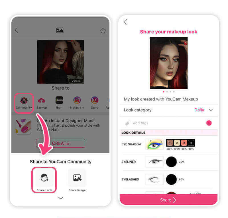 Enregistrez le filtre de maquillage partageable