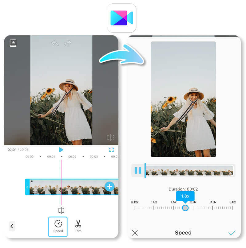 YouCam Video interface showing video speed adjustment - best app to speed up video