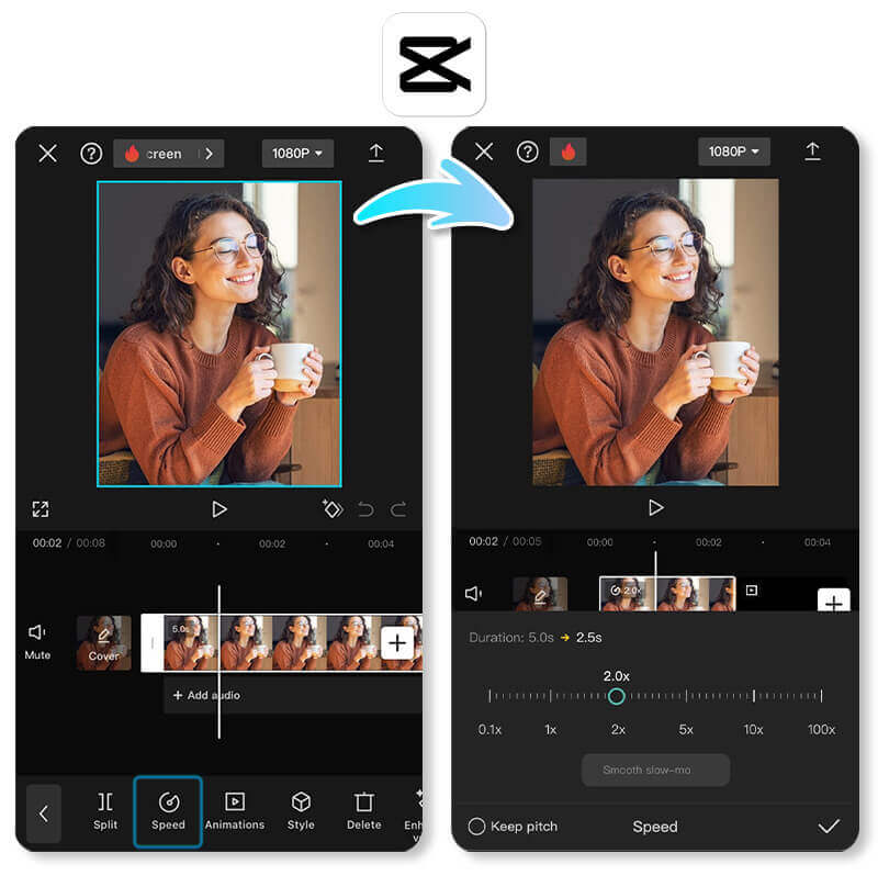 CapCut video editing app - versatile video speed controller 