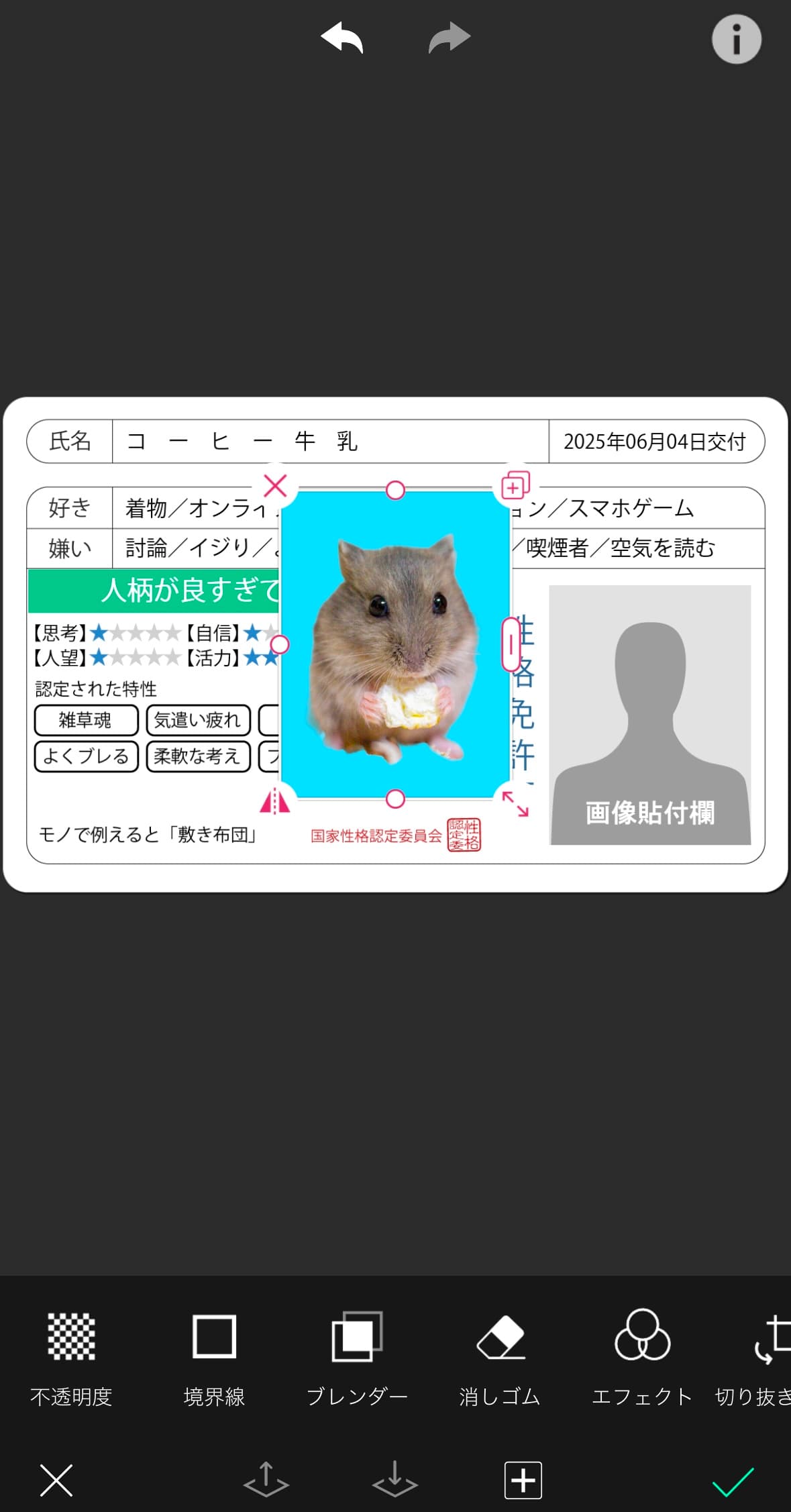 写真を重ねる様子