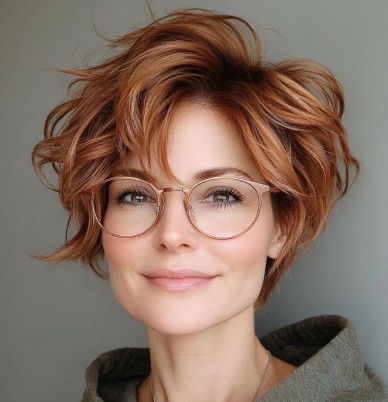 Coupe Bixie femme 50 ans lunettes