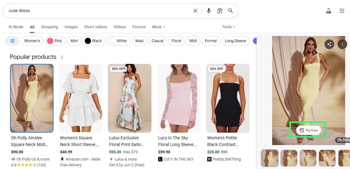 Faites vos achats avec le mode IA, utilisez l’IA pour acheter et essayer des vêtements virtuellement avec Google.