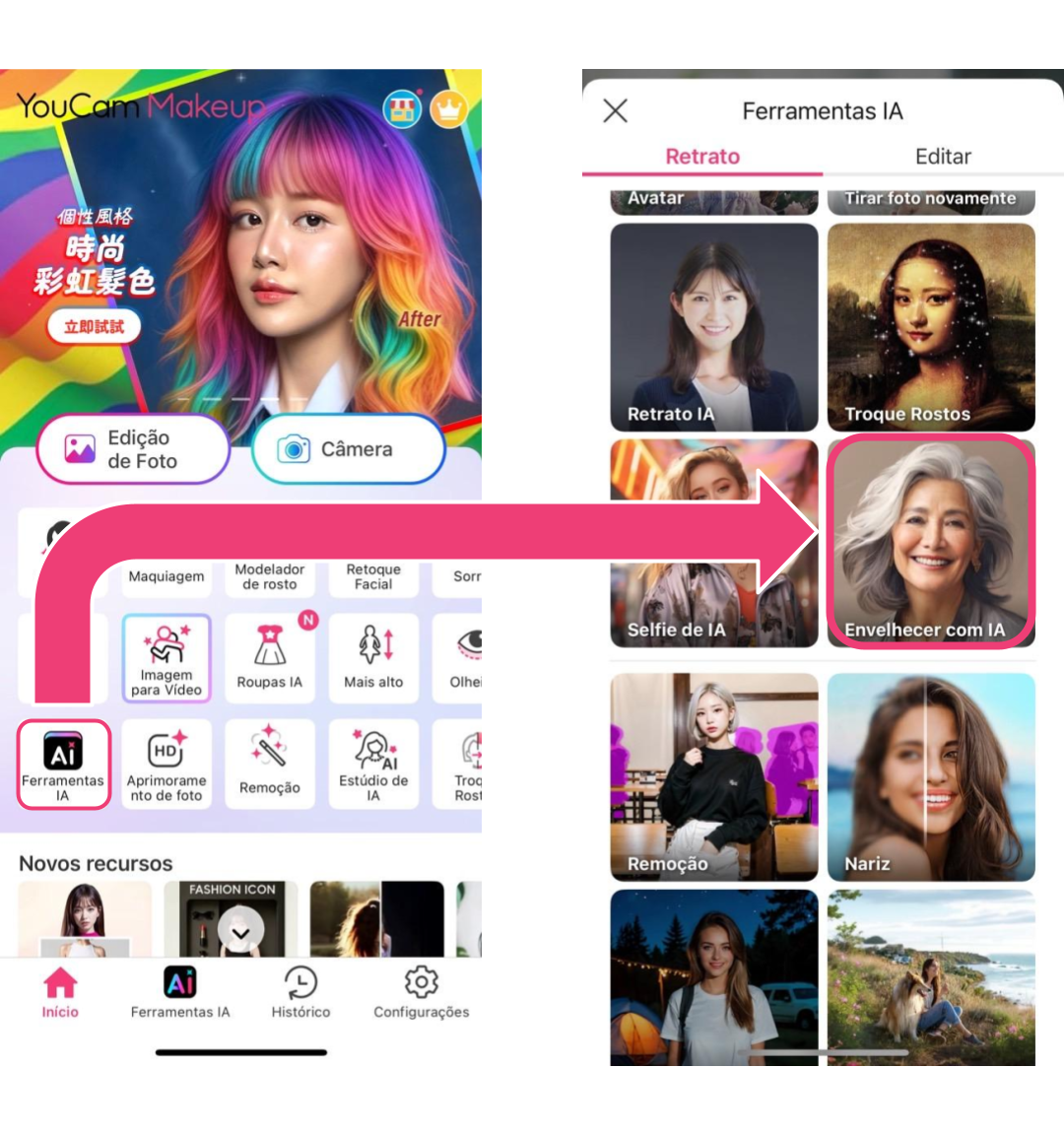Teste envelhecimento com o YouCam Makeup!