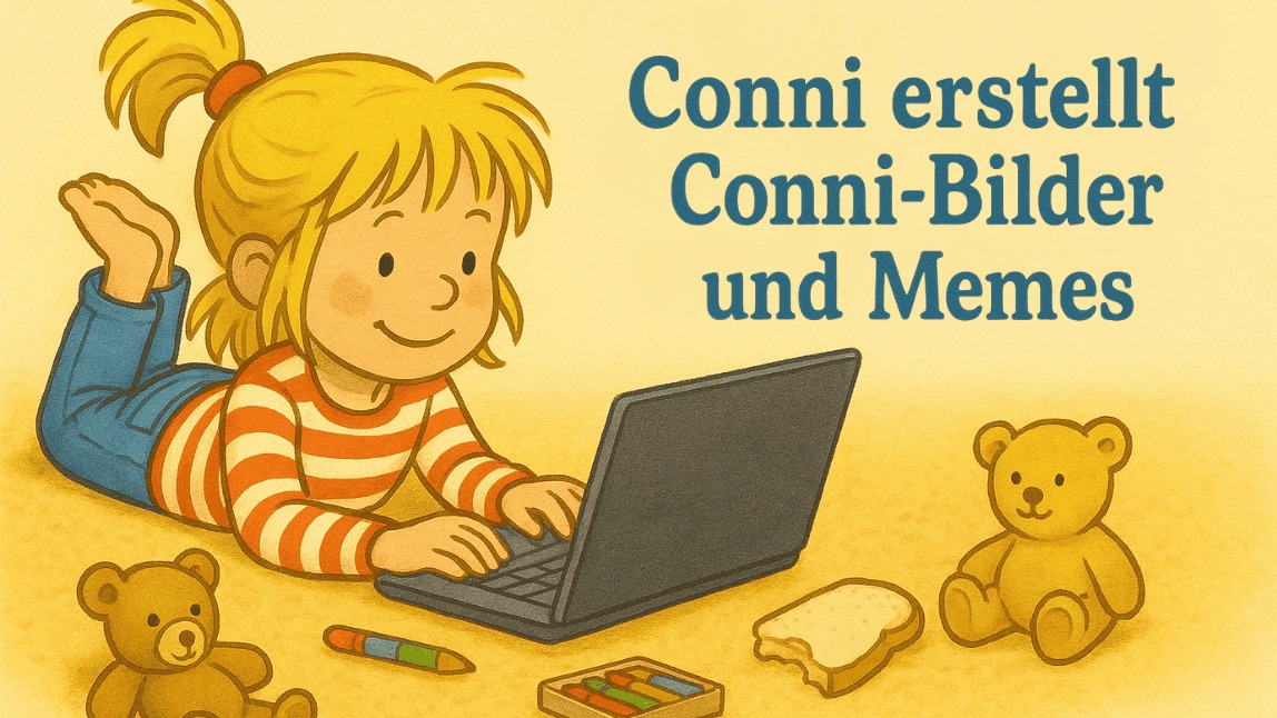 Conni liegt auf dem Boden und benutzt ihren Laptop