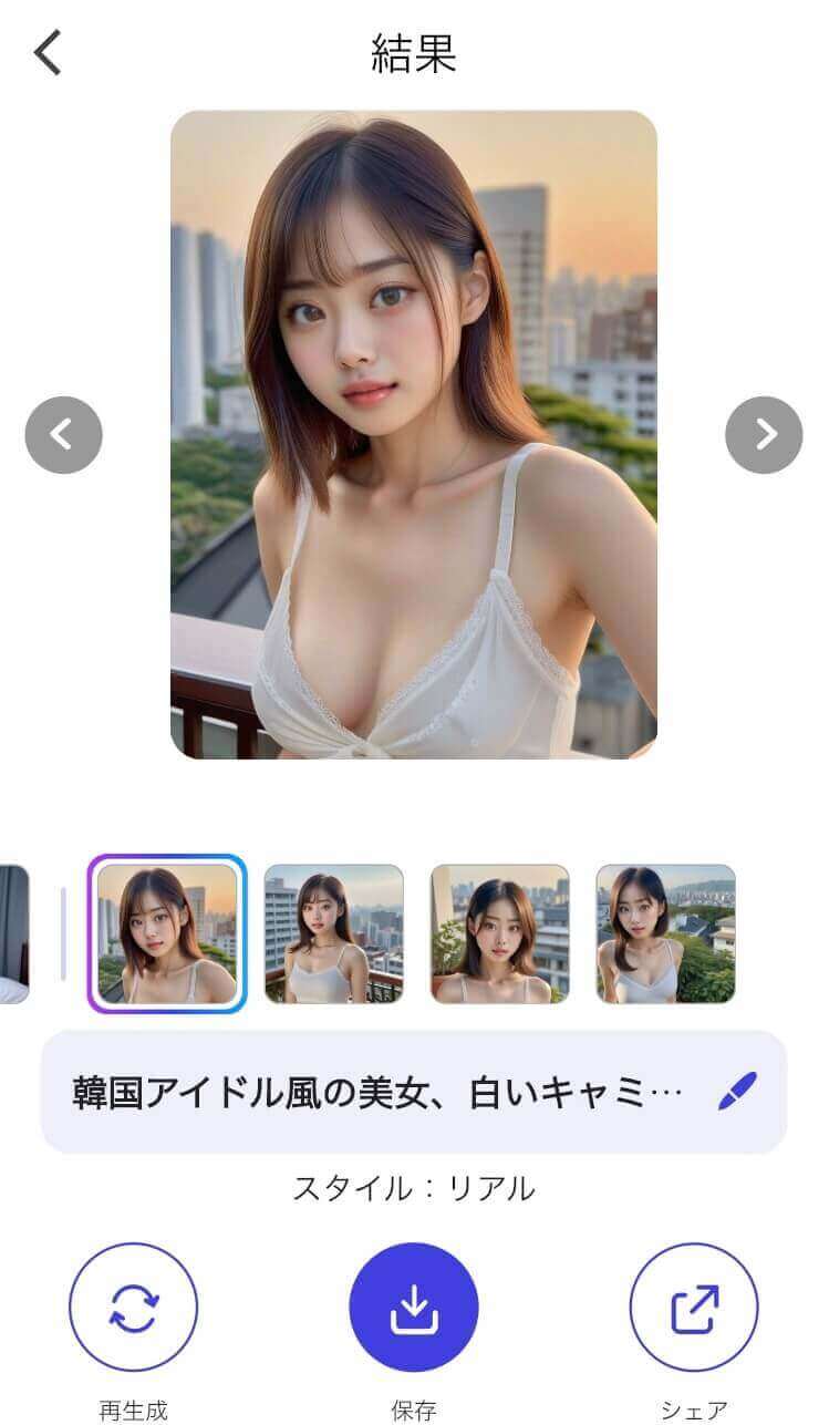 アプリでAI画像を生成する様子