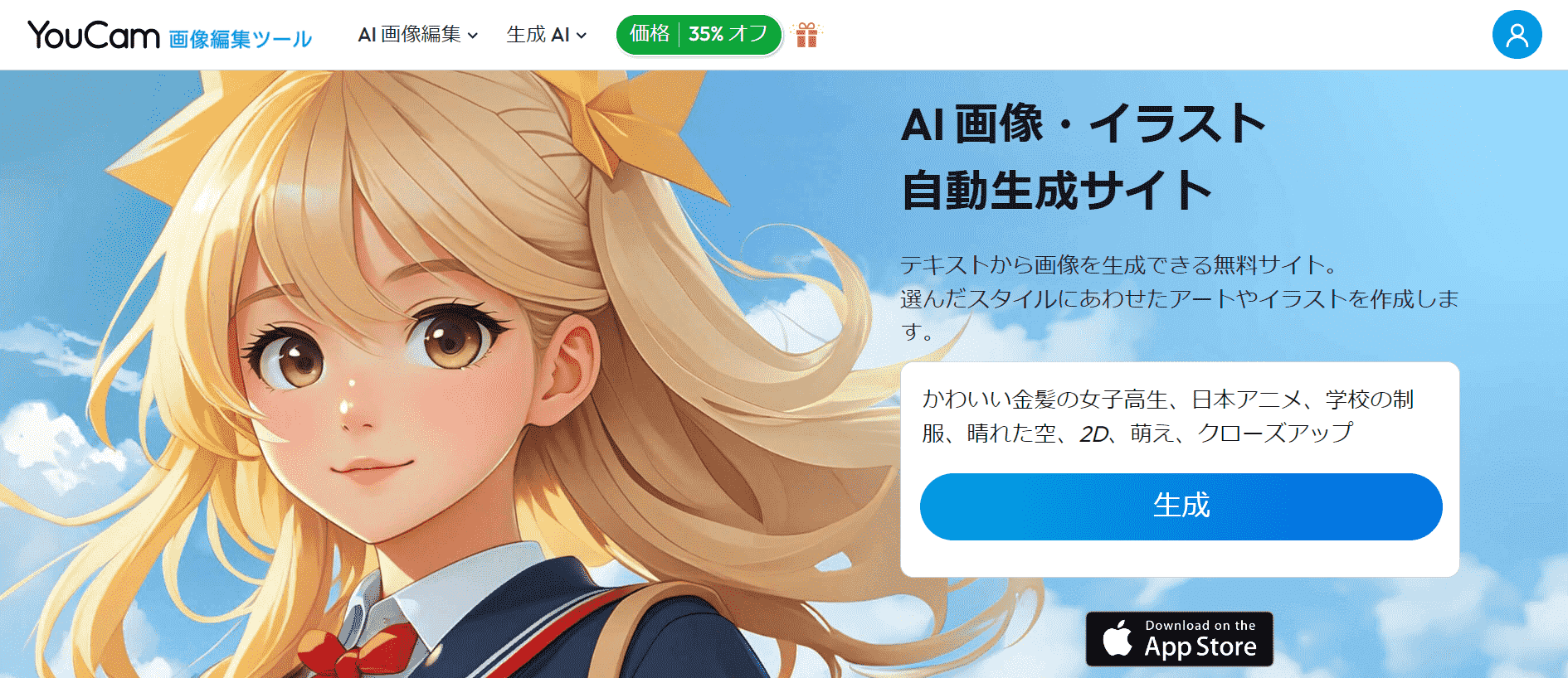 【AI画像生成】機能のメイン画面
