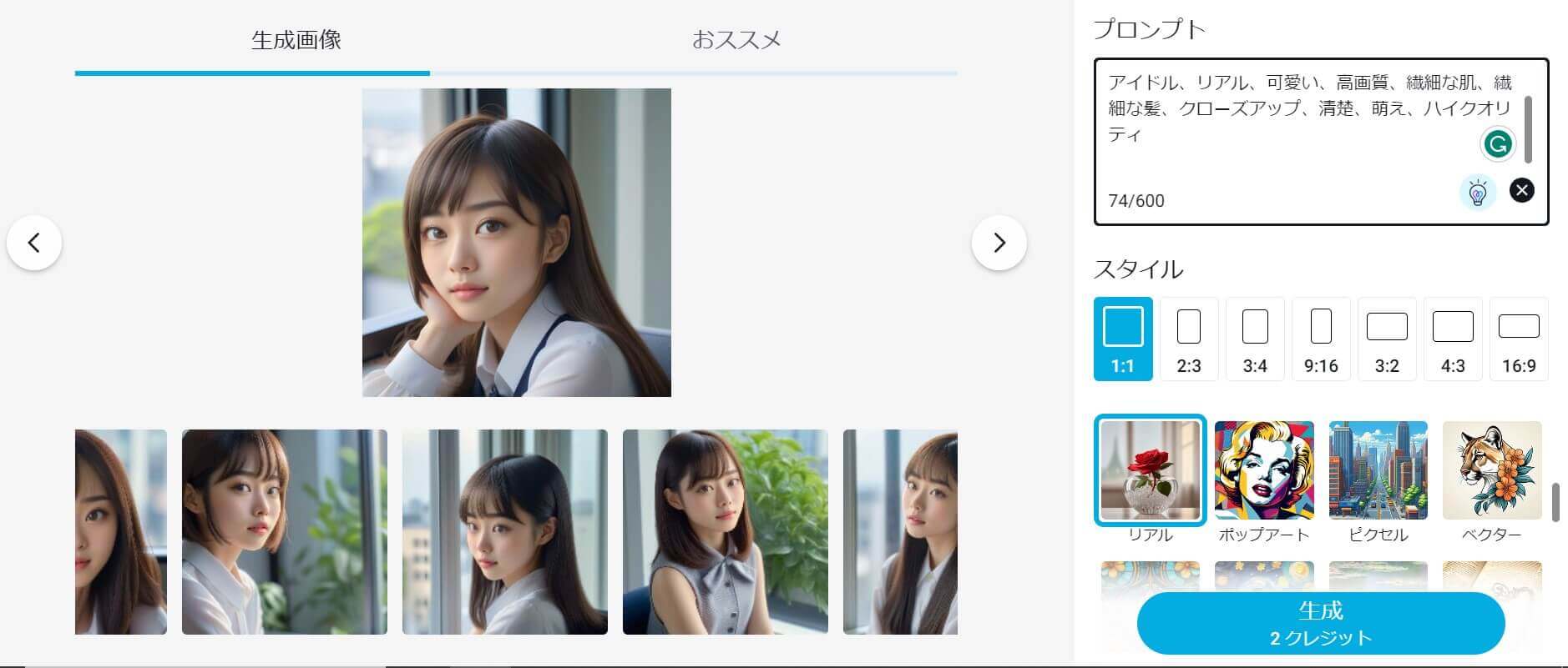 リアルなAI画像を生成