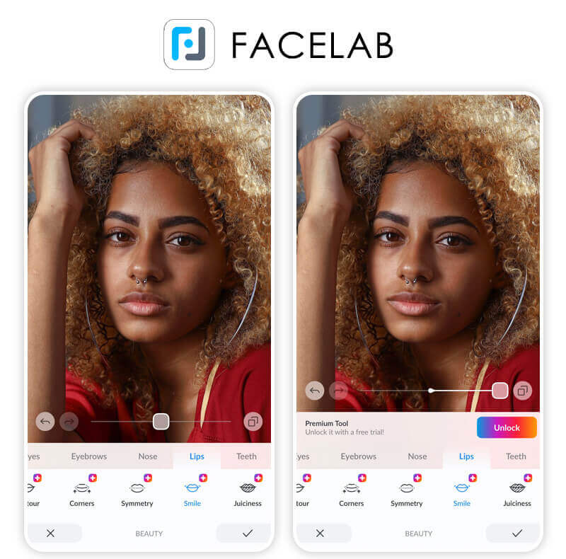 Facelab Smile Editor: AI smile filter app to add smile to photo