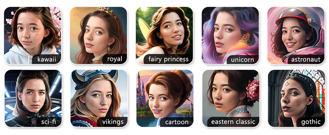Avatar IA gratuit Styles pour femmes : générateur d'avatar