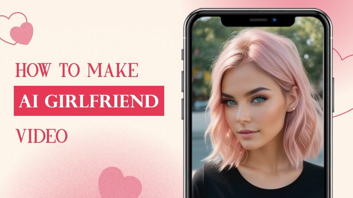 Tutorial para criar vídeo de namorada virtual com IA, com exemplo de imagem de namorada IA em um celular.