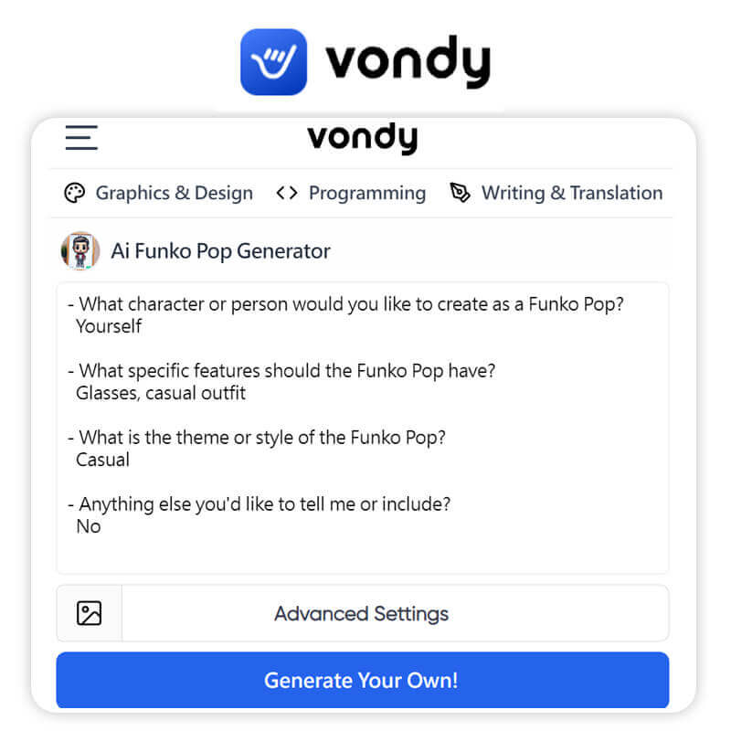 Funko Pop Generator 5: Vondy