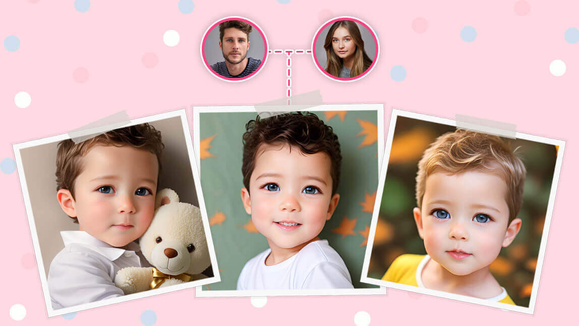 Fotos de bebês realistas geradas pelo aplicativo de inteligência artificial YouCam Makeup.