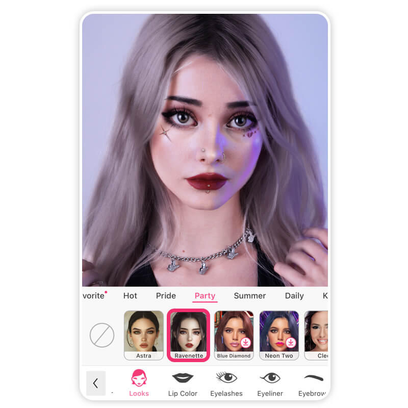 Piercing filter in YouCam Makeup