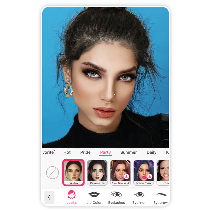 Piercing filter in YouCam Makeup