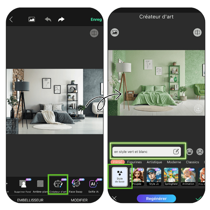 Application de décoration d'intérieure IA