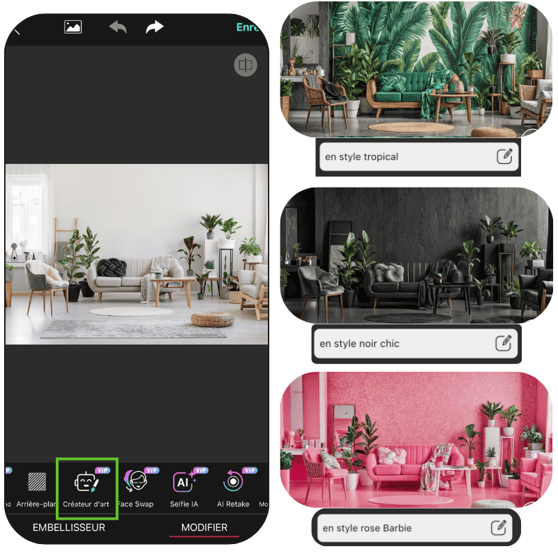 Application décoration d'intérieur IA gratuite