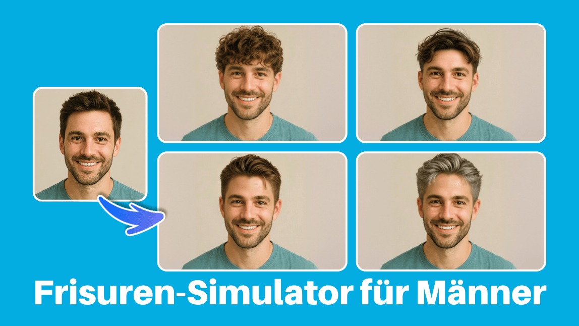 Ein Mann mit verschiedenen simulierten Männerfrisuren