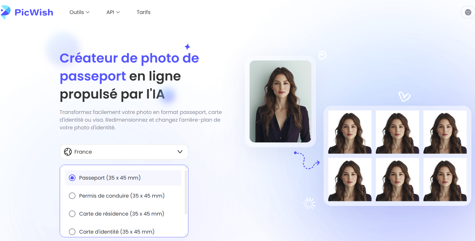 Picwish : créer photo d'identité, passeport, visa en ligne