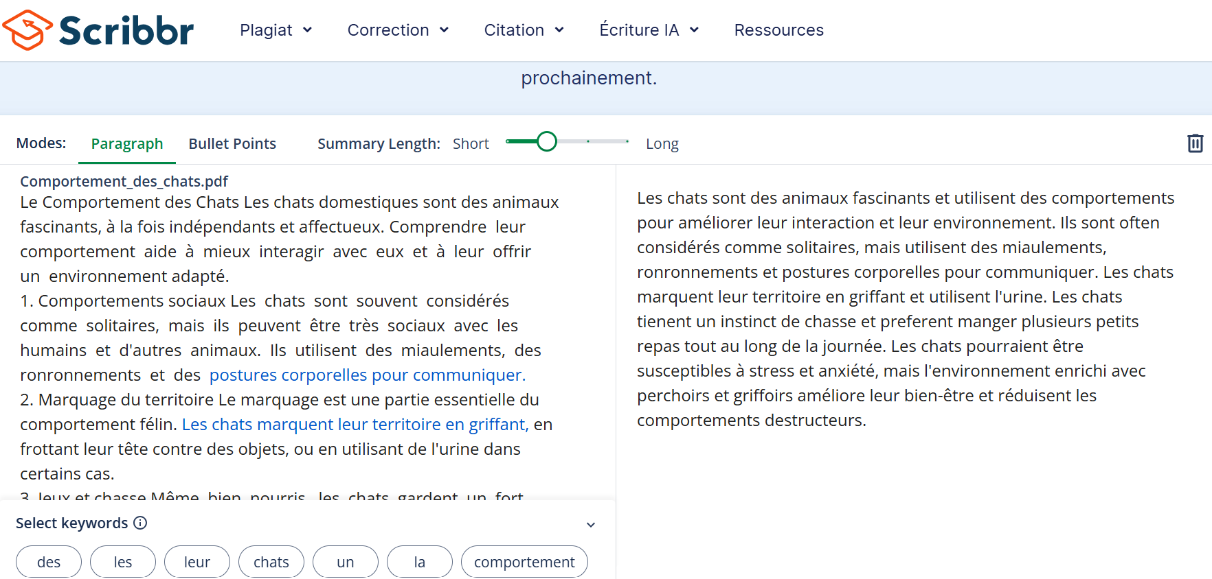 IA pour résumer un texte en ligne
