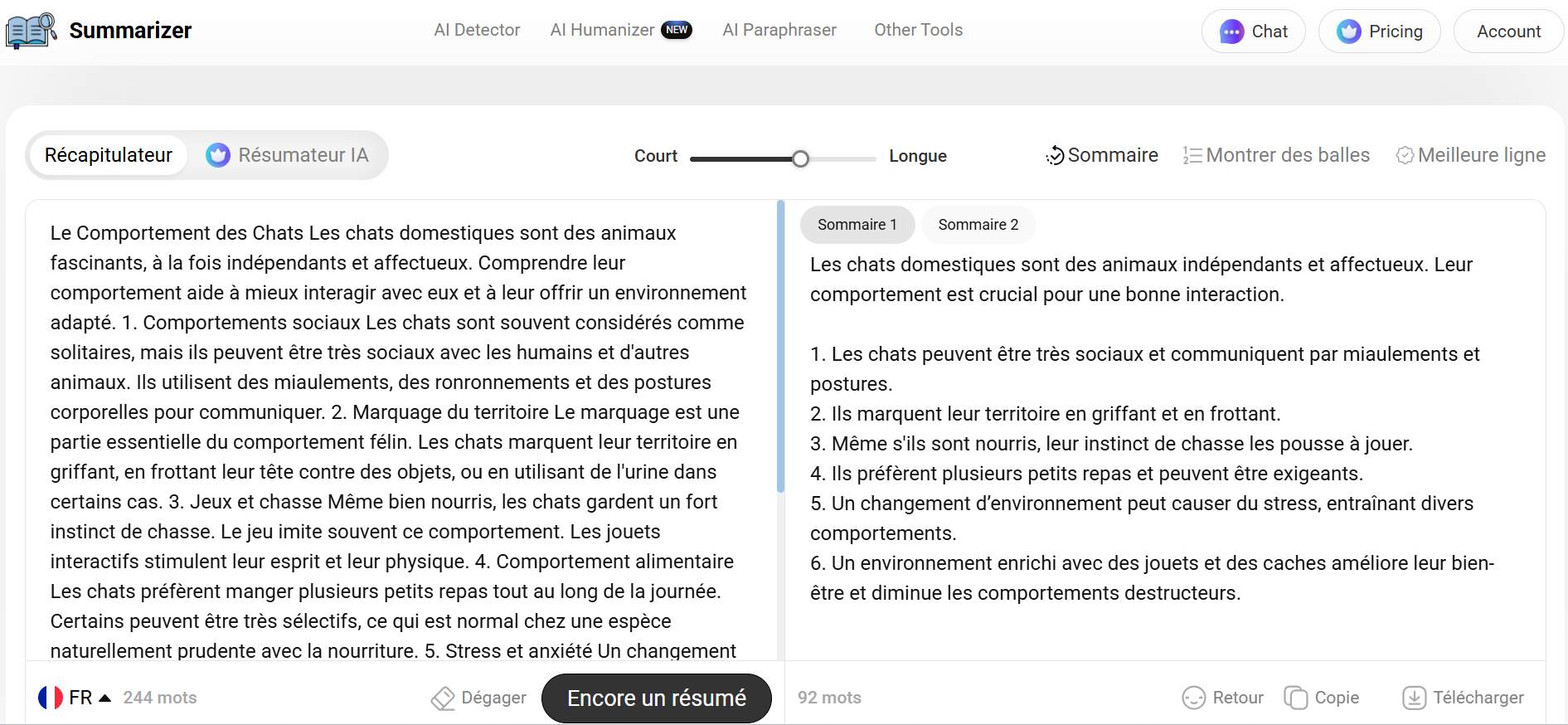 IA pour résumer un texte, un PDF et un document