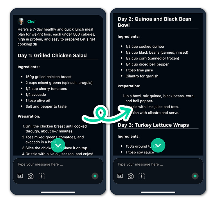 AI meal planner can even suggest grocery lists, offer ingredient substitutions, and help you plan around dietary restrictions.