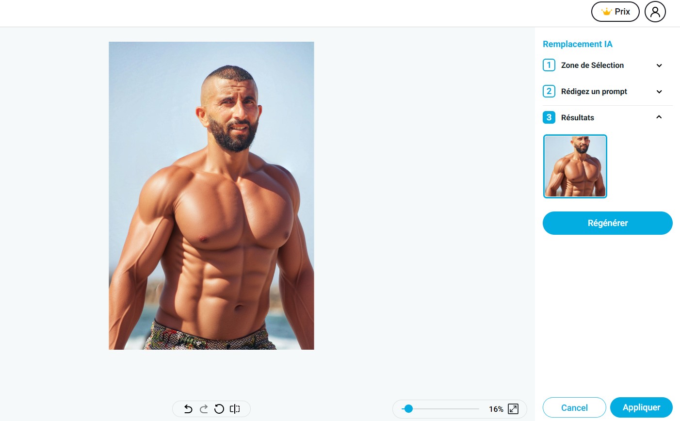 Ajouter des muscles sur photo via générateur de muscle en ligne via IA
