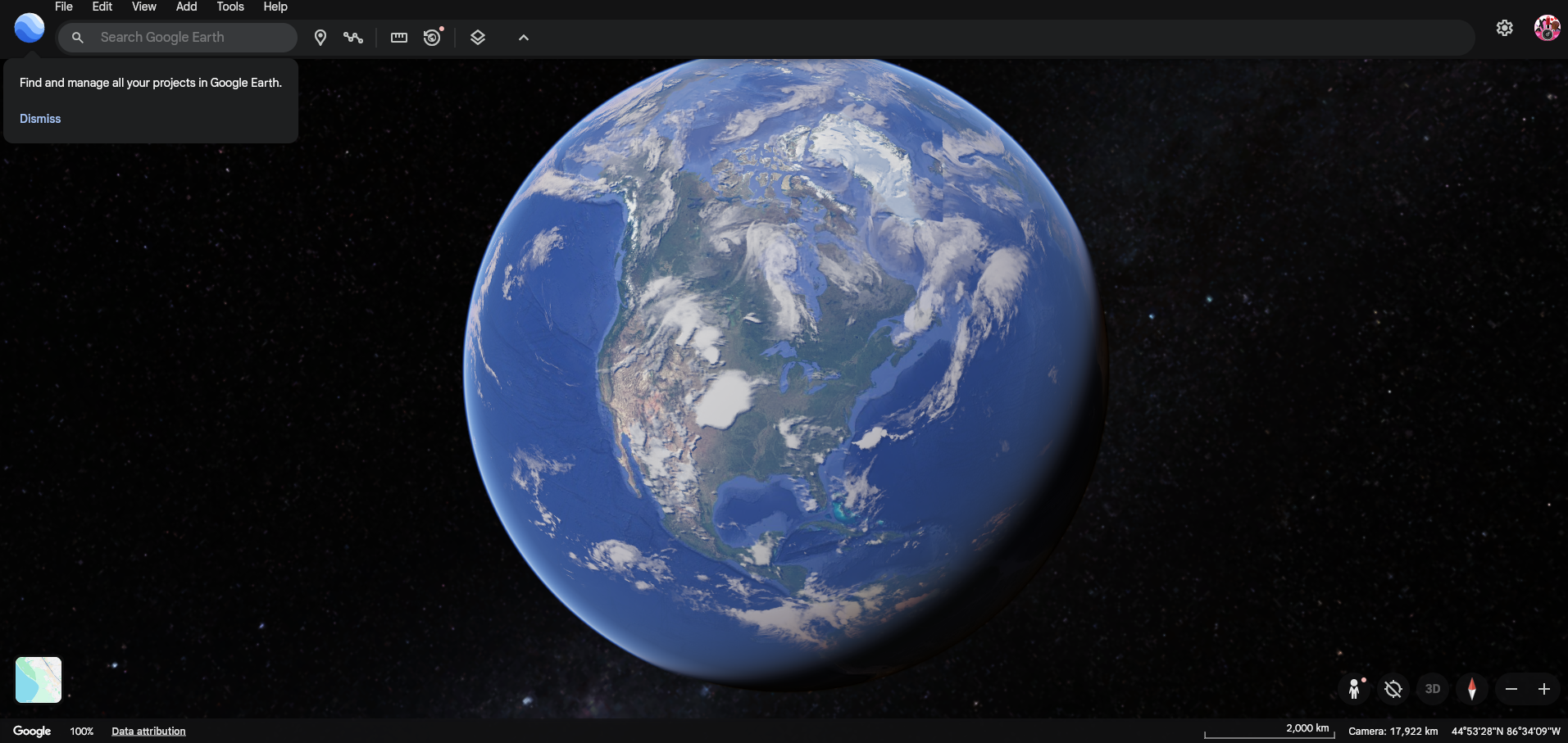 The user interface of Google Earth