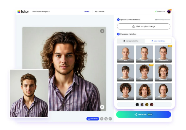 Fotor's online AI hairstyle changer